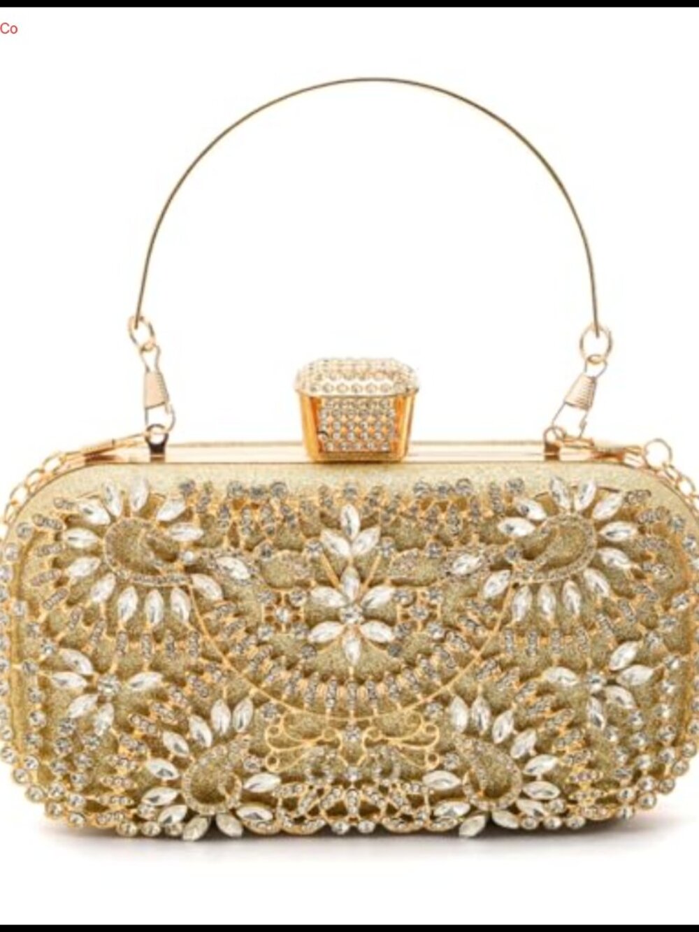 Rhinestone Evening Clutch Bag with Detachable Chain Sparkly Crystal Handbag